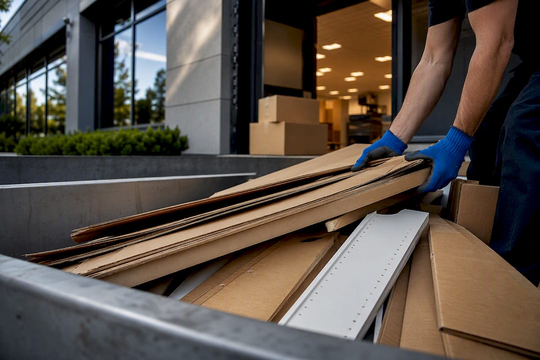 Office cleanout materials ready for skip hire